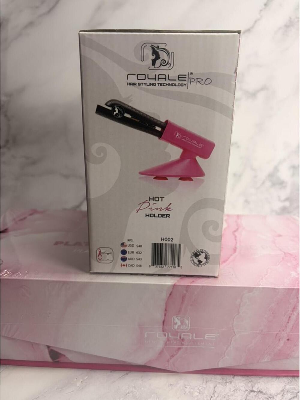 Royale Platinum 1.25” Ceramic Hair Straightener +‎ Hot Pink Holder Set NEW - Picture 7 of 7